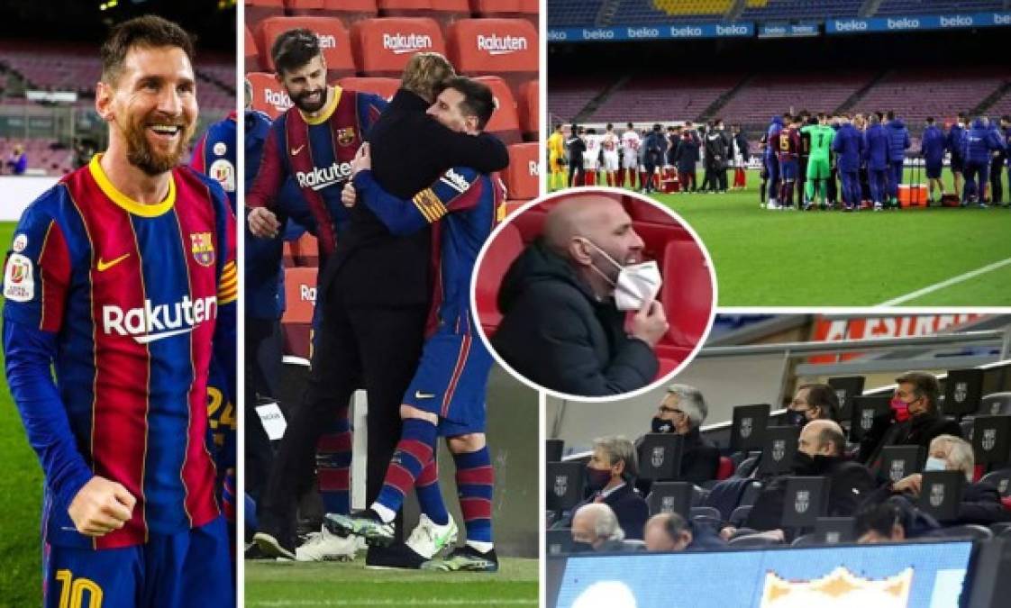 El Barcelona remontó al Sevilla con un 3-0 y clasificó a la final de la Copa del Rey en un partido de vuelta que tuvo de todo, con Lionel Messi como protagonista de una pelea verbal en el túnel de vestuarios con miembros del equipo andaluz.