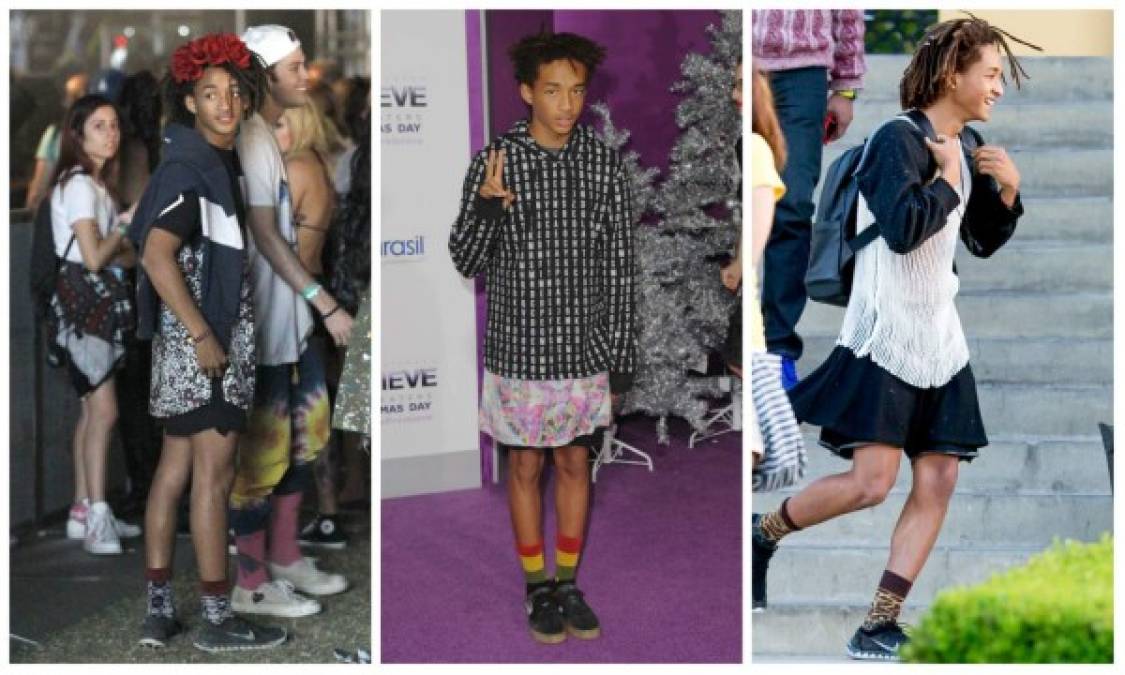 Jaden Smith (18): uno de los firmes defensores de la vestimenta 'crossdressing' es el hijo del popular Will Smith. Jaden en muchas ocasiones luce faldas, minifaldas y faldas pantalón con mucho orgullo. Dice ser parte de su identidad y quiere luchar por defender el derecho a llevar la ropa que él quiera, sin que ello lo convierta en objeto de burla.