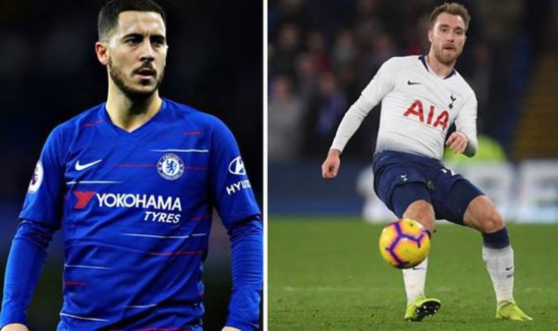 Bombazo. En Inglaterra aseguran que el Real Madrid irá en verano a por Eden Hazard y Christian Eriksen con ofertas iniciales por el jugador del Chelsea y del Tottenham de unos 70 millones de euros. Así, los dos clubes ingleses estarían ya 'preparados' para afrontar las negociaciones con el conjunto blanco