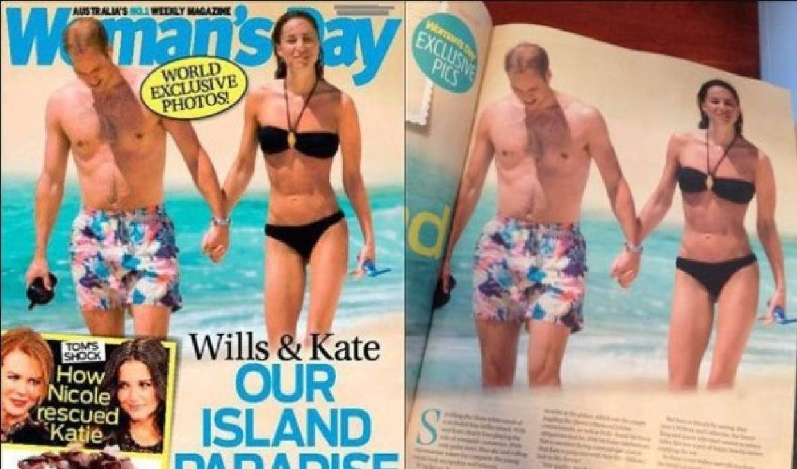 Las foto donde Kate aparece en traje de baño blanca fueron tomadas en 2006.<br/><br/>Las del bikini negro fueron tomadas en su supuesta luna de miel, publicadas por primera vez en la revista australiana Woman's Day.<br/>