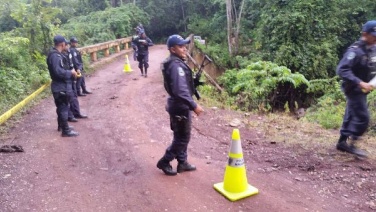 Un fuerte dispositivo policial en el municipio de Arada en Santa Bárbara en la búsqueda de los cadáveres de Miss Honduras Mundo, María José Alvarado Muñoz y Sofía Trinidad.
