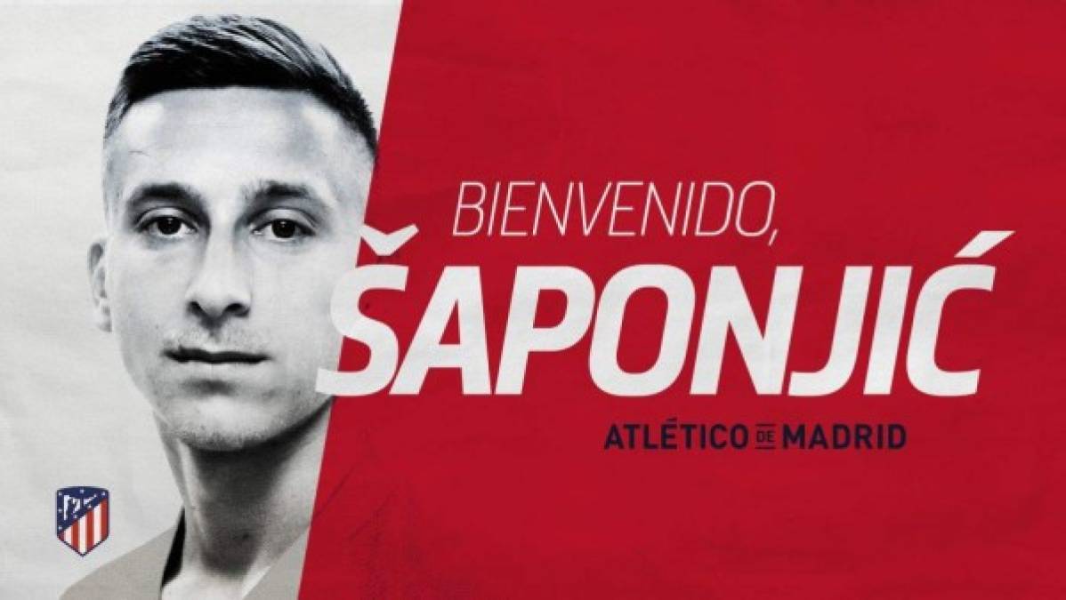 El Atlético de Madrid ha fichado al delantero serbio Ivan Saponjic. Firma hasta junio de 2022 y llega procedente del Benfica de Portugal.