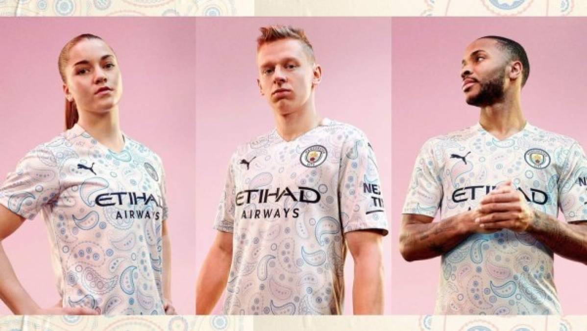 La tercera camiseta del Manchester City para la temporada 2020-2021 conmemora la década de los 90 y la importancia de la cultura pop rock en la ciudad.