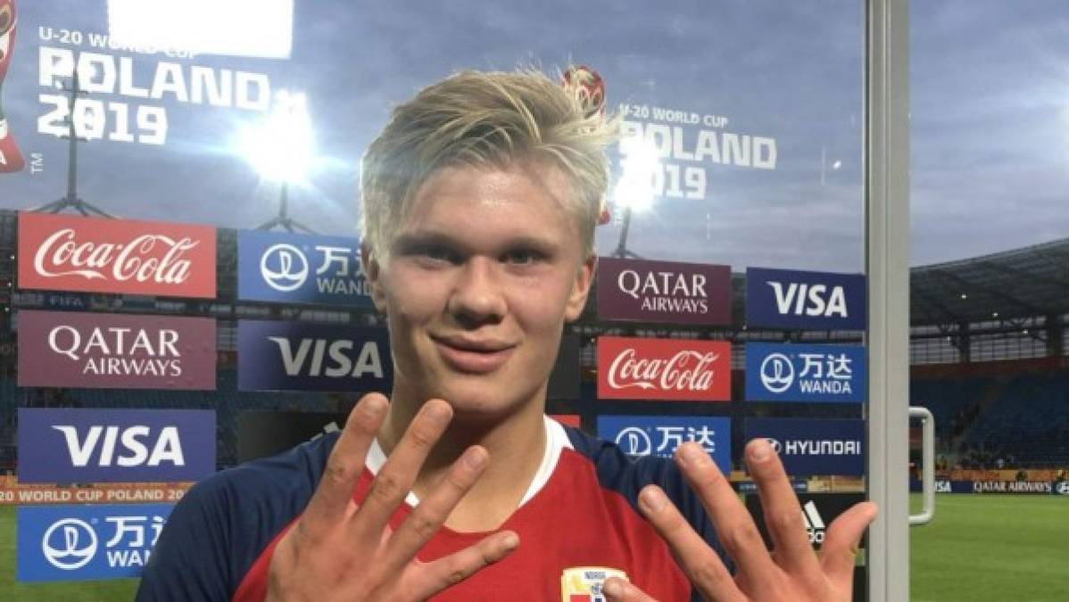 En el caso de Erling Braut Haland, saltó a la fama luego de que a Honduras le anotó 9 goles en la paliza de 12-0 de Noruega en el Mundial Sub-20 de Polonia. Hoy es candidato para llegar al Real Madrid.