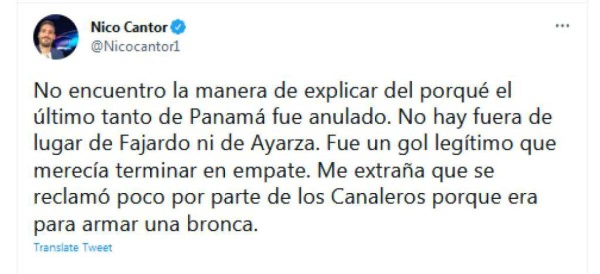 El periodista Nicolás Cantor señaló que el gol de Panamá era legítimo.