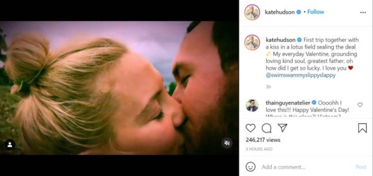 Kate Hudson y su novio Danny Fujikawa en una escena del romántico video que la actriz compartió en sus redes sociales.