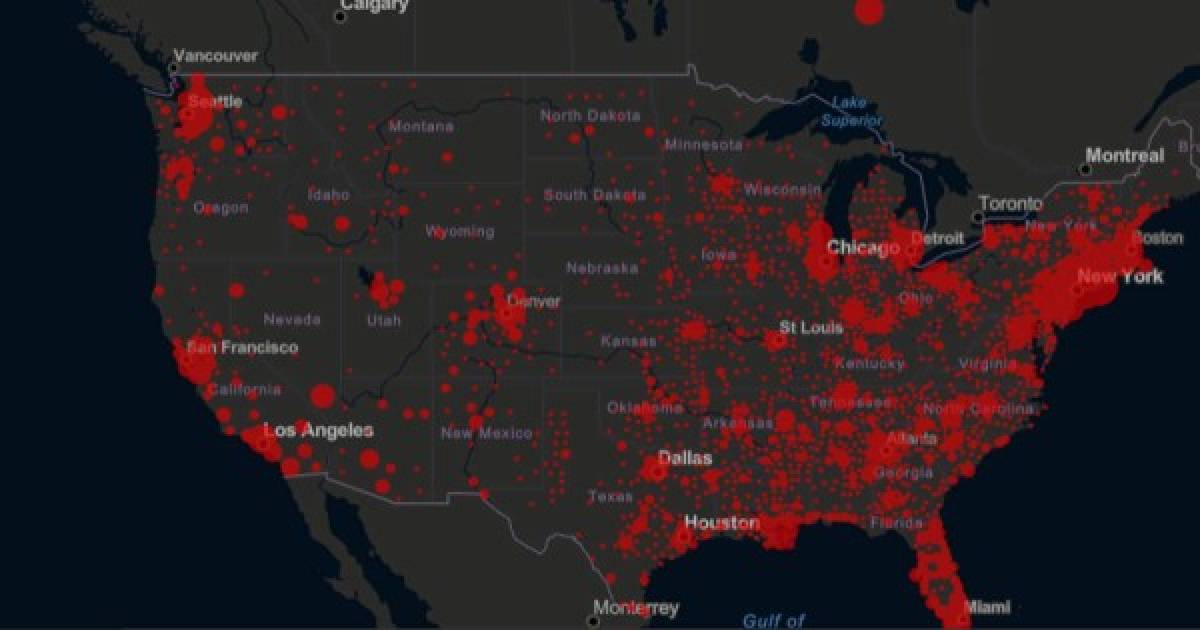 Estados Unidos tiene ya más de 100,000 casos confirmados del nuevo coronavirus, según mostró el conteo de referencia de la Universidad Johns Hopkins. <br/><br/>Aquí te mostramos los estados que más casos positivos han registrado hasta el momento.