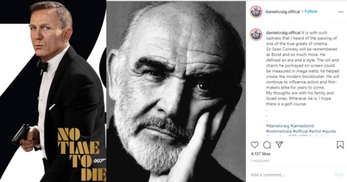 Daniel Craig, quien interpreta actualmente a James Bond en la saga, le ha dedicado unas bonitas palabras en sus redes sociales. 'El ingenio y el encanto que retrató en la pantalla podrían medirse en megavatios; ayudó a crear el éxito de taquilla moderno. Continuará influyendo en actores y cineastas por igual durante los próximos años', dijo Craig.