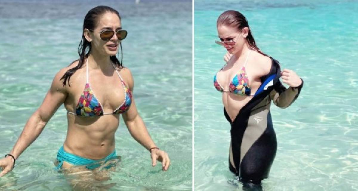 La fisiculturista e instructora de Yoga, Sandra Hadith Alvarado no se quedó sin disfrutar de las paradisiacas playas de Honduras.