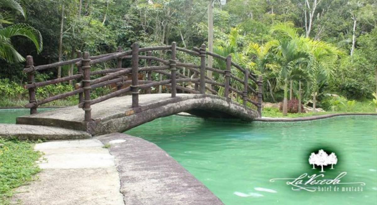 Este bello hotel está rodeado de un bosque con especies maderables, senderos, dos piscinas; una de ellas con toboganes y hongo lluvioso.