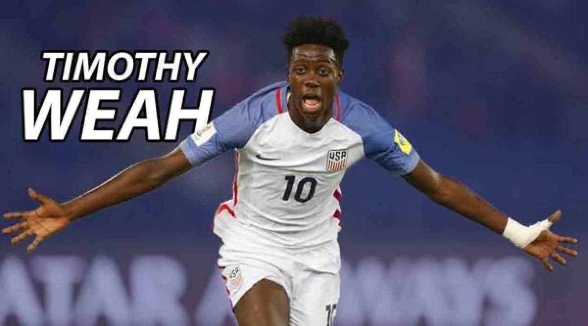 Timothy Weah juega en el PSG y realizó su debut con la selección de Estados Unidos en un amistoso que terminó en victoria 1-0 contra la selección de Paraguay el 27 de marzo de 2018. Cuenta con apenas 18 años de edad.