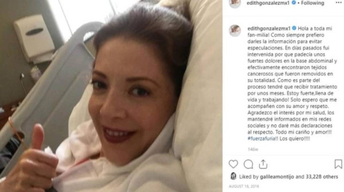 En agosto de 2016, la estrella de telenovelas reveló a través de una publicación en Instagram que le había sido detectado cáncer de ovario.<br/><br/>'En días pasados fui intervenida por que padecía unos fuertes dolores en la base abdominal y efectivamente encontraron tejidos cancerosos que fueron removidos en su totalidad. Como es parte del proceso tendré que recibir tratamiento por unos meses. Estoy fuerte,llena de vida y trabajando', escribió la actriz.