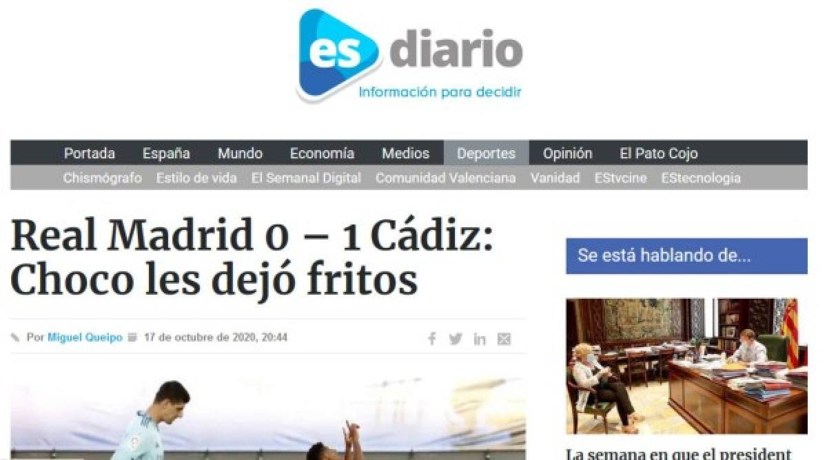 ESdiario de España señala que Choco Lozano dejó fritos a los jugadores del Real Madrid.