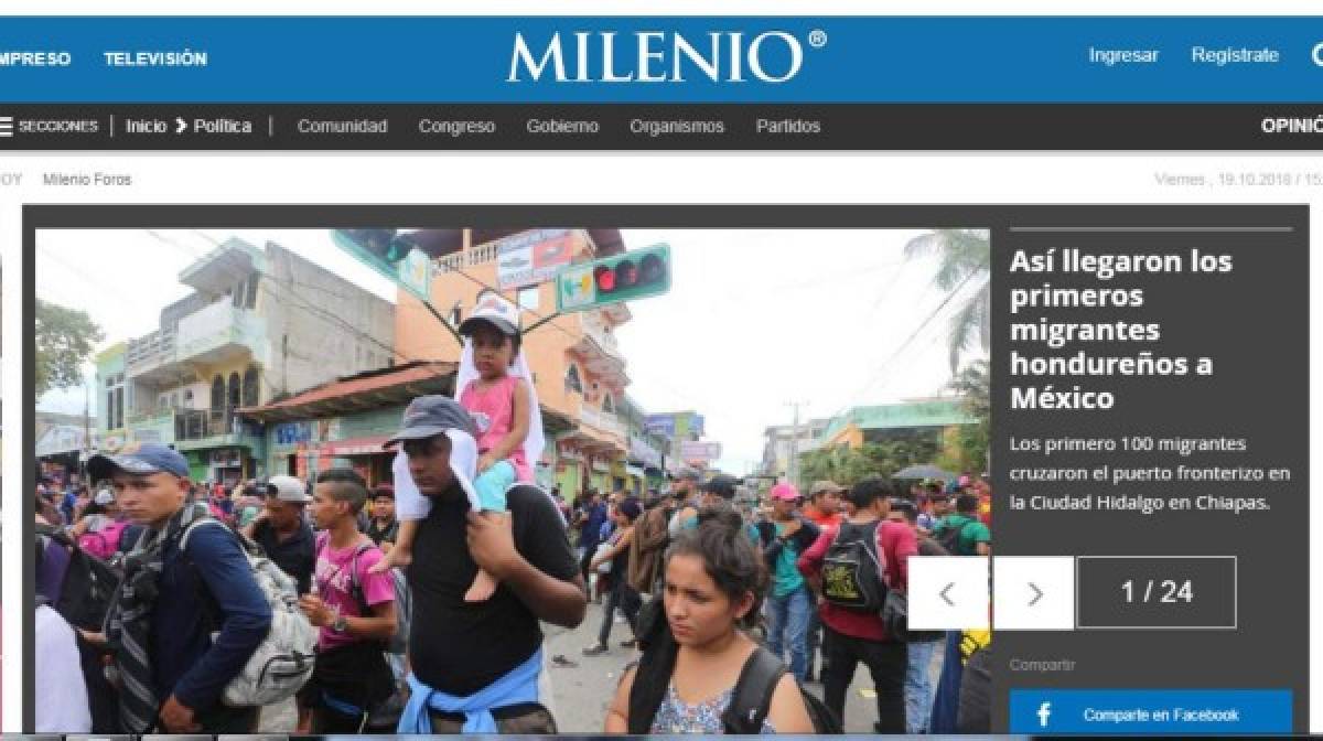 Milenio, otro medio local mexicano cubrió la llegada de los primeros migrantes hondureños al país.