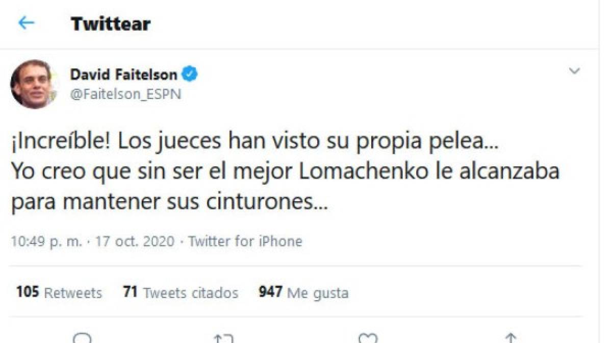 Faitelson comenzó a dejar polémicos mensajes tras el triunfo de Teófimo y cuestionó a los jueces que dieron como ganador al hondureño.