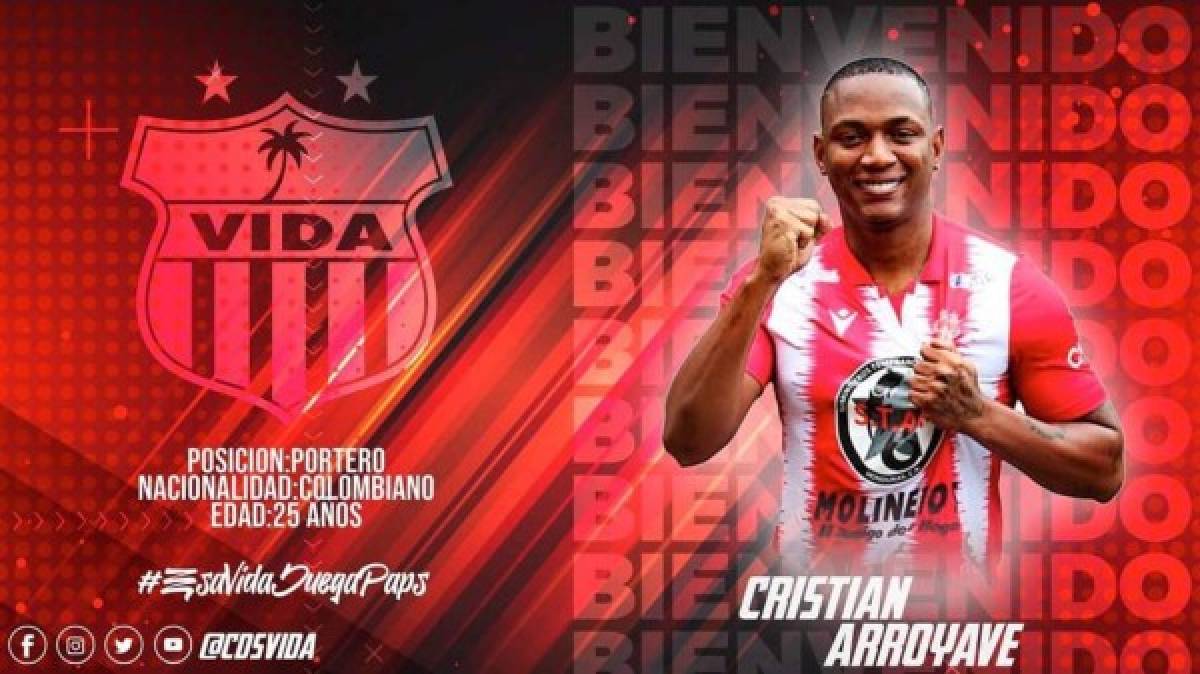 Cristian Arroyave: Portero colombiano que fue anunciado como nuevo fichaje del Vida: 'Vengo a ser campeón, vamos a trabajar con esfuerzo y humildad en la cancha. Tratare de darle confianza y la seguridad al equipo. Esperen de mi parte, seriedad y sacrificio para lograr el objetivo que queremos”, señaló en su presentación.