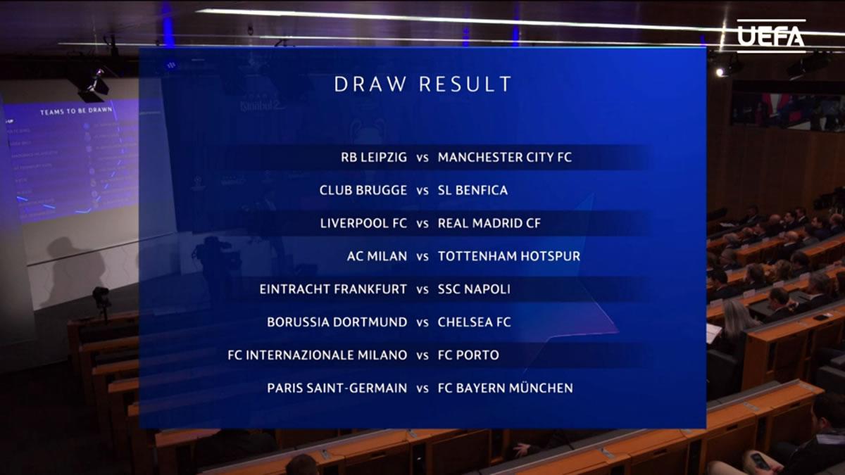 Estos son los cruces de octavos de final de la CHampions League.