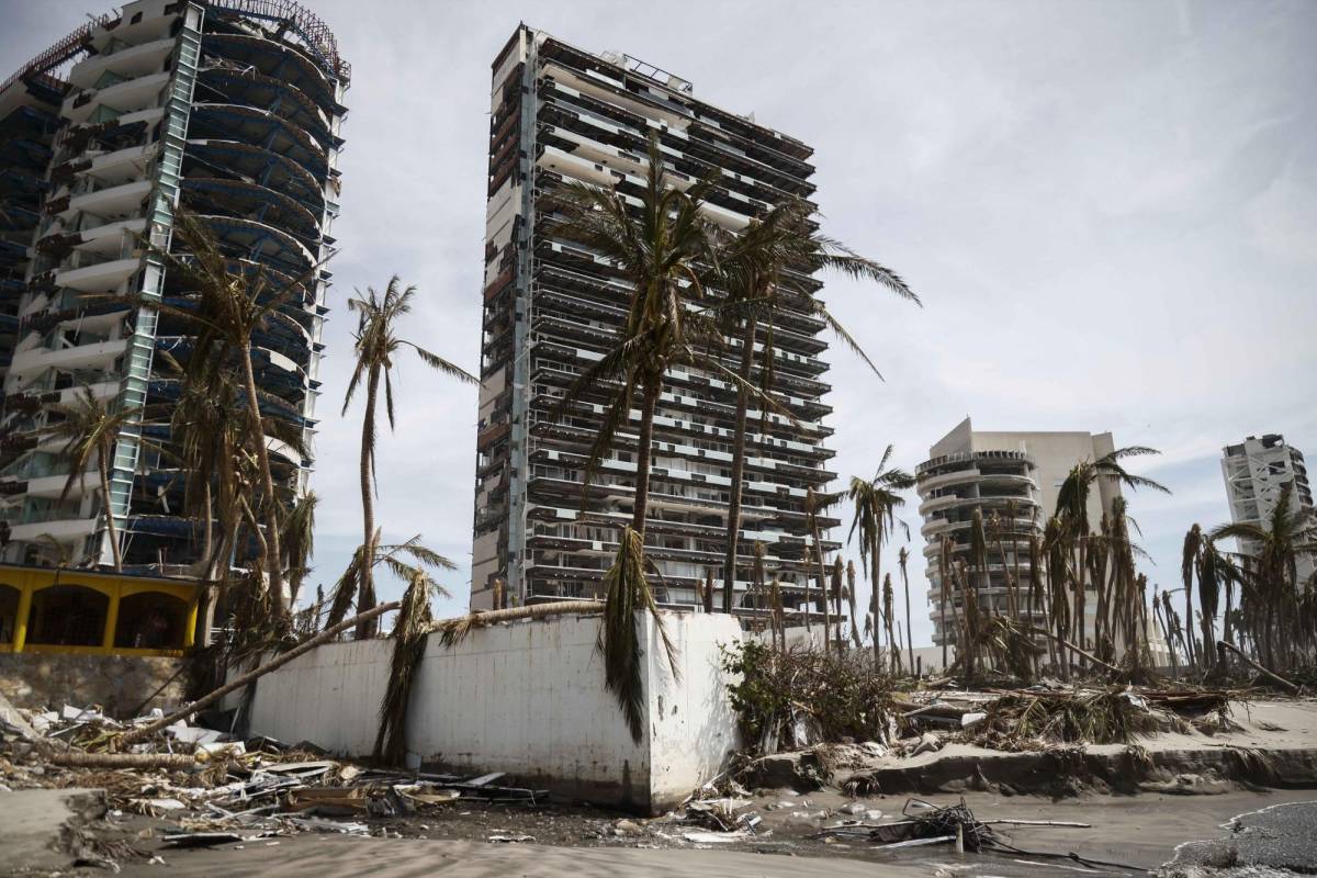 Así quedó la zona costera de Acapulco, Guerrero, en México, tras el paso devastador del huracán Otis.