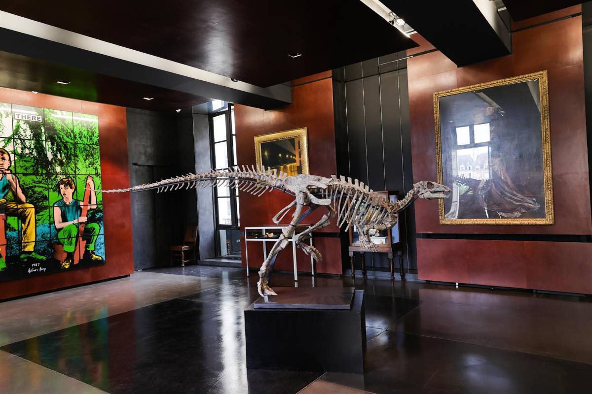 Imagen del esqueleto del Iguanodon en París.