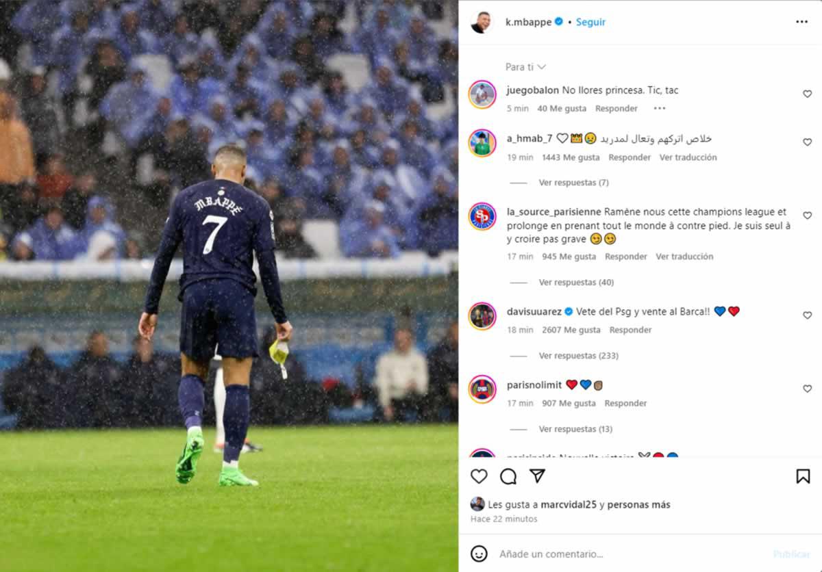 La llamativa imagen que publicó Kylian Mbappé en su cuenta de Instagram.