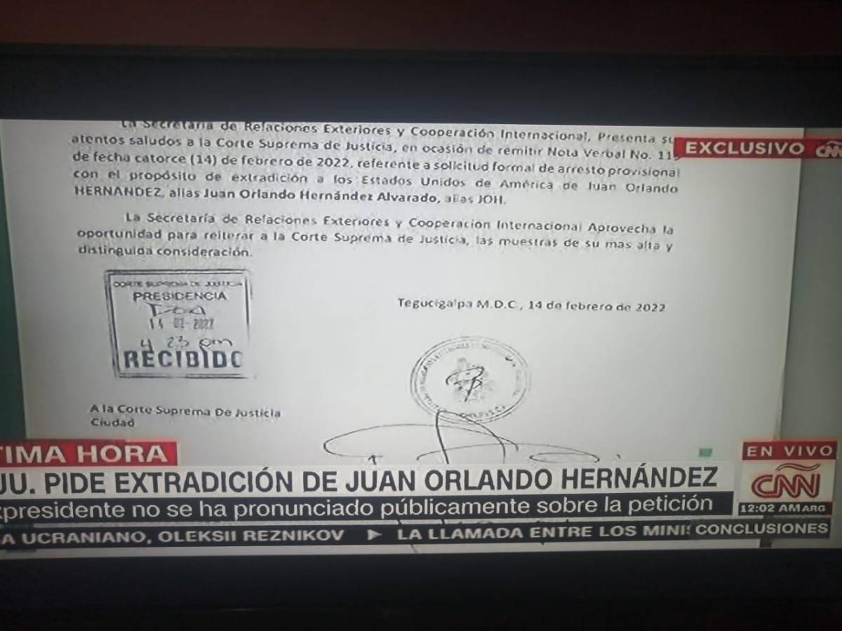 Estados Unidos pide en extradición al expresidente Juan Orlando Hernández