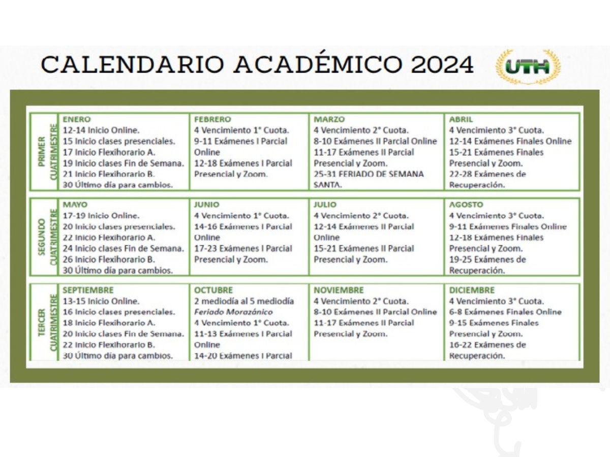 $!Calendario académico 2024 de UTH.