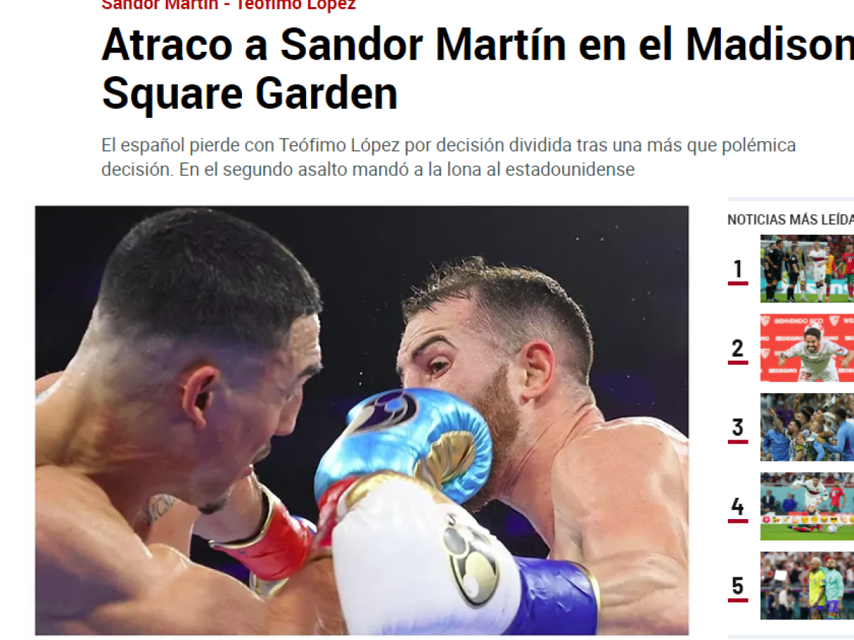 Publicación de Diario Marca sobre la pelea.