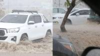 Diversas calles de la capital de Honduras se encuentran inundadas debido a las fuertes lluvias que se presentan este lunes 22 de abril en la zona central del país.