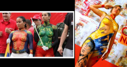 Mujeres semidesnudas en desfile militar en Venezuela