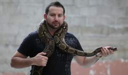 Tiene 30 serpientes que conviven con su familia