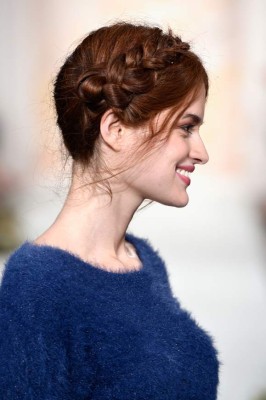 NEW YORK, NY - SEPTEMBER 09: A model, hair detail, walks the runway at the LC Lauren Conrad fashion show during New York Fashion Week Spring 2016 at Skylight Modern on September 9, 2015 in New York City. (Photo by Slaven Vlasic/Getty Images)