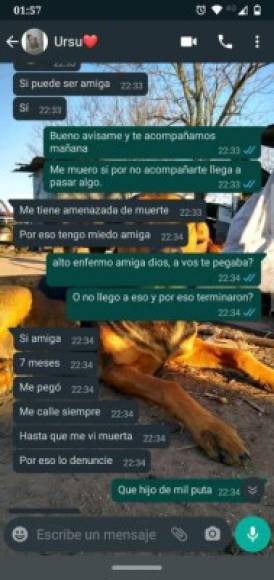 Tras el brutal asesinato, amigas de la joven publicaron en las redes sociales algunos de los mensajes en los que Ursula les relató cómo era golpeada y amenazada por su pareja.