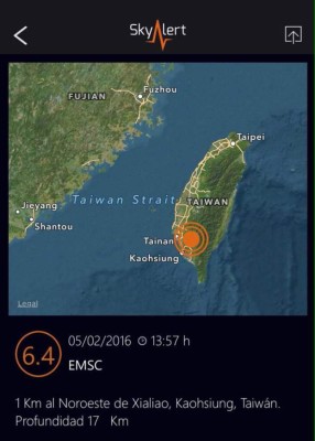 Al menos tres muertos por sismo de 6.4 grados en Taiwán
