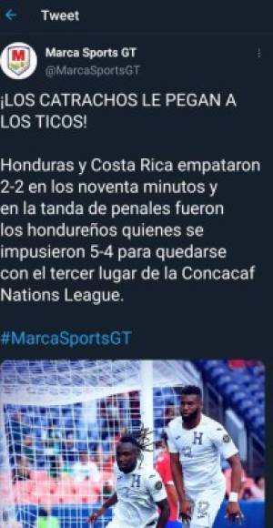 Diarios internaciones como Marca señalaron que el combinado catracho le pegó a los ticos.