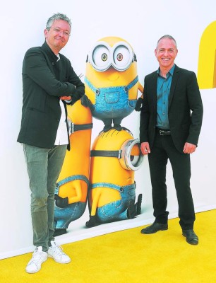 LOS ANGELES, CA - JUNE 27: Directors Pierre Coffin and Kyle Balda arrive at the premiere of Universal Pictures and Illumination Entertainment's 'Minions' at The Shrine Auditorium on June 27, 2015 in Los Angeles, California. (Photo by Gregg DeGuire/WireImage)