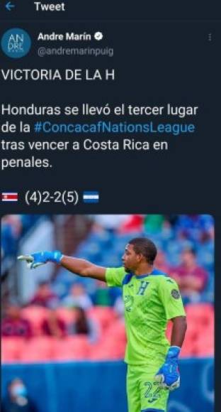 El polémico periodista André Marín señaló que Honduras se llevó el tercer lugar.