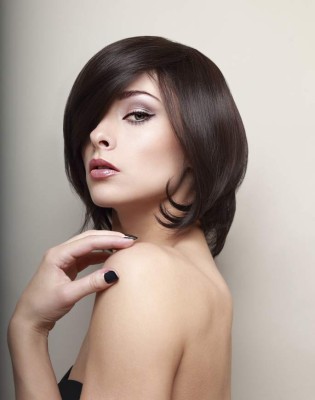 Sexy woman looking. Short black hair style