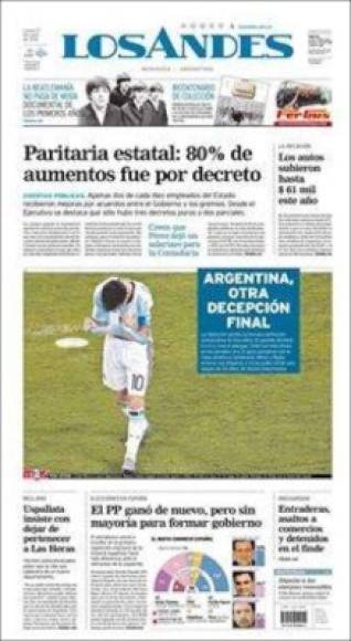 Los Andes: 'Argentina, otra decepción final'.