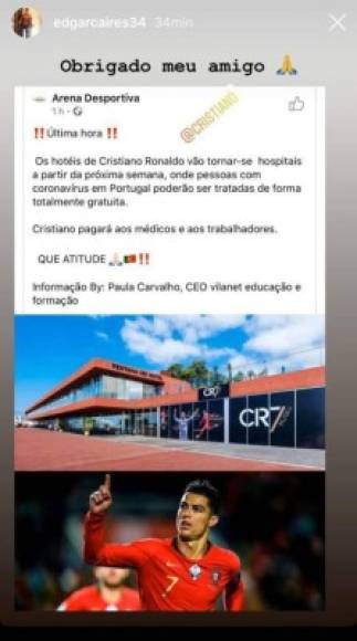 Un amigo íntimo de Cristiano Ronaldo se hizo eco de la noticia y agradeció el gesto del futbolista.