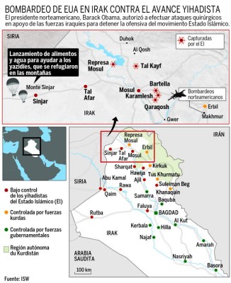 Estados Unidos lanza segundo ataque en el norte de Irak en defensa de los kurdos