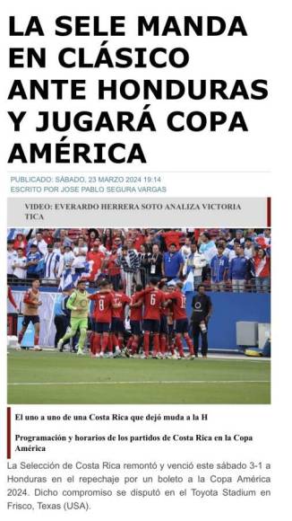 Everaldo Herrera de Costa Rica: “La Sele manda en clásico ante Honduras y jugará Copa América.”