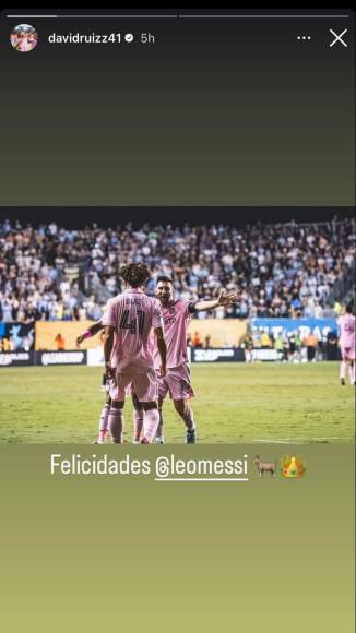 El hondureño y compañero de Lionel Messi en el Inter Miami, David Ruiz, también compartió una fotografía del astro argentino junto a un mensaje: “Felicidades”. 