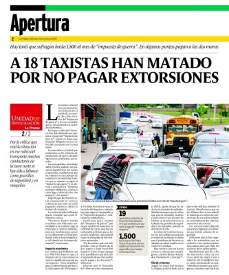 Ya son 21 los taxistas asesinados en Honduras durante 2014