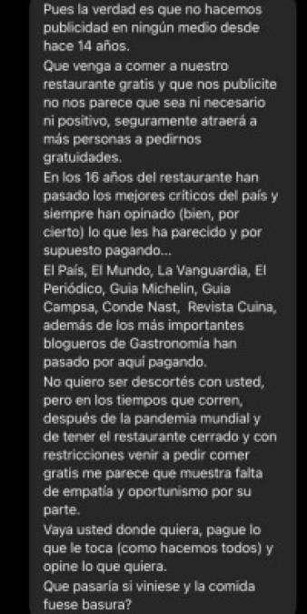 Los dueños del restaurante pusieron esto en su cuenta de Twitter: Pues pensaba yo que esto ya no pasaba, a ver qué le contesto? Alguna idea?, esto fue lo que respondieron.