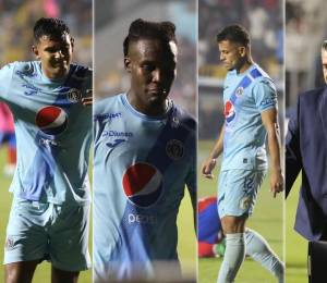 Los rostros tristes y de enfado en los jugadores del Motagua tras perder contra el Olimpia y quedar fuera de la final del Torneo Clausura 2024.