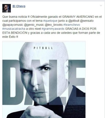 El Chevo gana Grammy con Pitbull