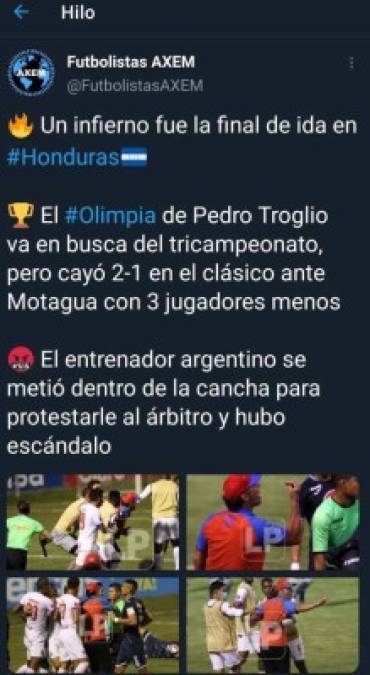 Algunos medios argentinos señalaron que fue un infierno la final de ida entre Motagua VS Olimpia.