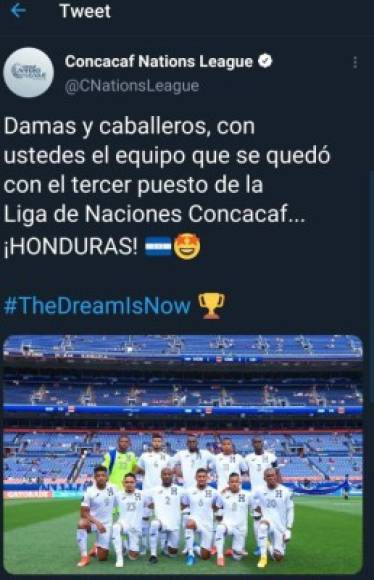 La Concacaf en sus redes sociales tuvo palabras de elogios para la selección de Honduras.