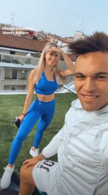 Lautaro Martínez, delantero del Inter de Milán, entrenando junto a su famosa novia Agustina Gandolfo, la mediática Lady Lautaro.