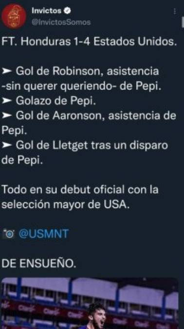 Honduras falló y Estados Unidos se llevó el triunfo por 4-1 del estadio Olímpico.